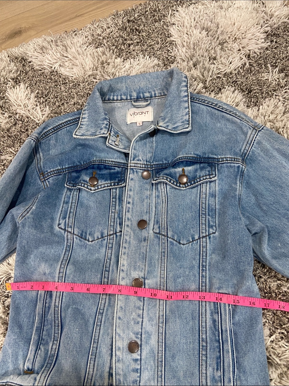 Vibrant Two-Tone Light Blue Denim Jacket size S - Picture 8 of 10